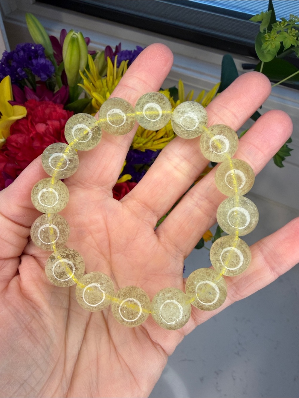 LIBYAN DESERT GLASS • Golden Natural Glass Bracelet • 13mm • 7" • B1363